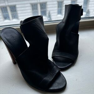 Vince Black Open-Toe Leather Heels